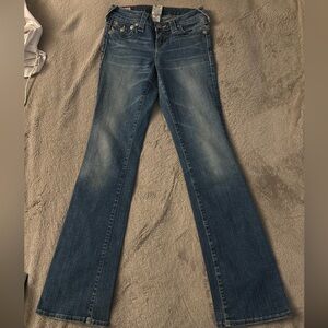 True Religion World Tour Skinny Unisex size 26x30 Dark Blue Denim Jeans Skinny